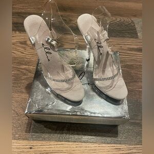 Ellie 5” heel clear rhinestone sandal